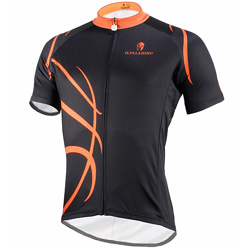 

ILPALADINO Men's Short Sleeve Cycling Jersey Polyester Black / Orange Bike Jersey Top Mountain Bike MTB Road Bike Cycling Breathable Quick Dry Ultraviolet Resistant Sports Clothing Apparel / Stretchy