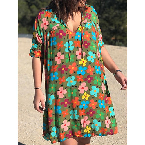 

Women's Sundress - Half Sleeve Print Spring Summer Casual Daily Holiday 2020 Black Green S M L XL