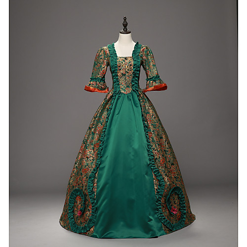 

Princess Maria Antonietta Floral Style Rococo Victorian Renaissance Vacation Dress Dress Party Costume Masquerade Women's Lace Costume Green Vintage Cosplay Christmas Halloween Party / Evening 3/4