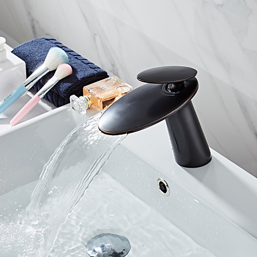 

Faucet Set - Waterfall Black Centerset Single Handle One HoleBath Taps