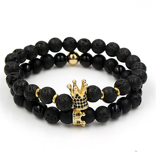 

2pcs Men's Bead Bracelet Vintage Bracelet Earrings / Bracelet Braided Crown Simple Classic Vintage Ethnic Fashion Alloy Bracelet Jewelry Black / Silver / Rose Gold For Daily School Street Holiday