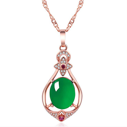 

Women's Emerald Pendant Necklace Classic Joy Fashion Copper Rose Gold 455 cm Necklace Jewelry 1pc For Gift Daily