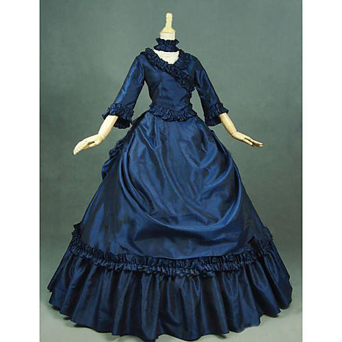 

Princess Maria Antonietta Floral Style Rococo Victorian Renaissance Dress Party Costume Masquerade Women's Lace Costume Blue Vintage Cosplay Christmas Halloween Party / Evening 3/4 Length Sleeve