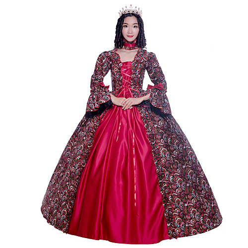 

Princess Maria Antonietta Floral Style Rococo Victorian Renaissance Vacation Dress Dress Party Costume Masquerade Prom Dress Women's Costume Red Vintage Cosplay Christmas Halloween Party / Evening