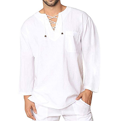 

Men's Solid Colored T-shirt Basic Chinoiserie Daily Round Neck White / Black / Army Green / Navy Blue / Gray / Long Sleeve