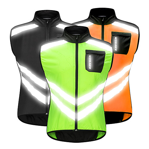 

WOSAWE Men's Sleeveless Cycling Vest Orange Green Black Bike Vest / Gilet Windbreaker Jersey Mountain Bike MTB Road Bike Cycling Windproof Reflective Strips Back Pocket Sports Clothing Apparel