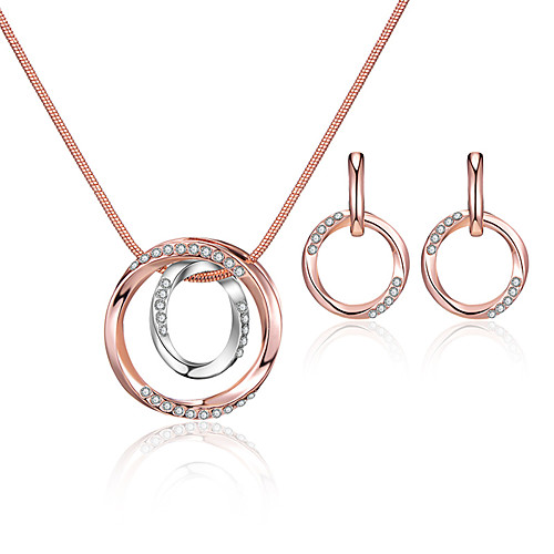 

Women's Hoop Earrings Charms Necklace Classic European Earrings Jewelry Gold / Silver / Rose Red For Wedding Party Gift Daily Festival 1 set