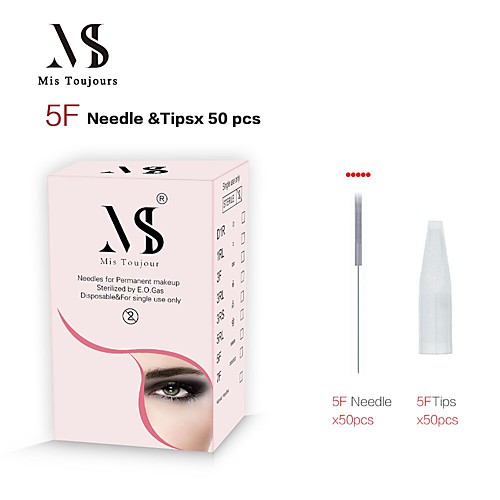 

50pcs 5F Permanent Makeup Needles And Tips For Microblading Machine Pen Forever Beauty Tattoo Accessories