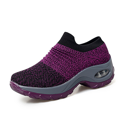 

Women's Trainers / Athletic Shoes Spring & Summer / Fall & Winter Wedge Heel Round Toe Sporty Daily Striped Knit Swing Shoes Black / Purple / Gray