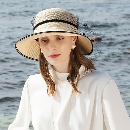 

Natural Fiber Straw Hats with Floral 1pc Casual / Daily Wear Headpiece