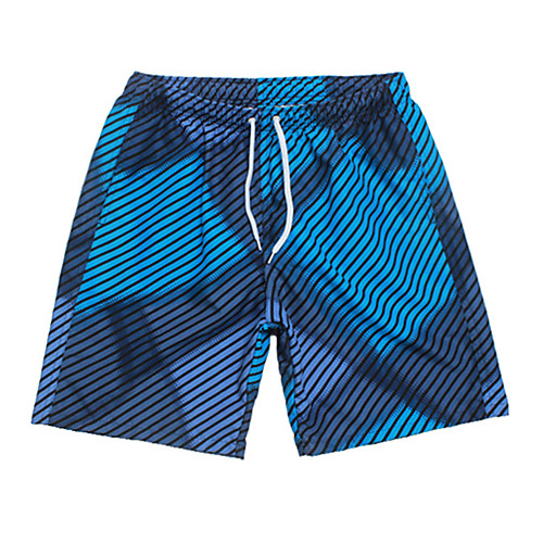 

Men's Swim Shorts Swim Trunks Board Shorts Breathable Quick Dry Short Sleeve Drawstring - Swimming Diving Beach Stripes Patchwork Autumn / Fall Spring Summer / Micro-elastic