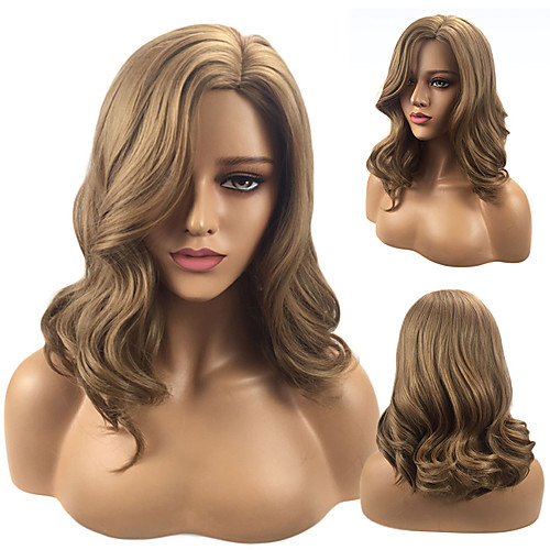

Synthetic Wig Curly Wavy Avril Side Part Wig Long Brown Synthetic Hair 18inch Women's Classic Synthetic Hot Sale Brown / Natural Hairline / Natural Hairline