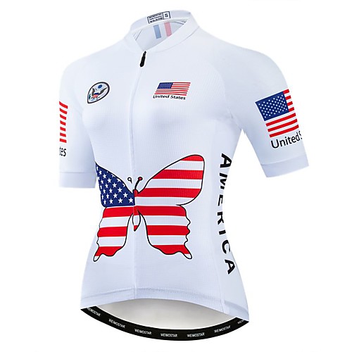 

21Grams Women's Short Sleeve Cycling Jersey Polyester Elastane Red Butterfly American / USA National Flag Bike Jersey Top Mountain Bike MTB Road Bike Cycling Breathable Quick Dry Moisture Wicking