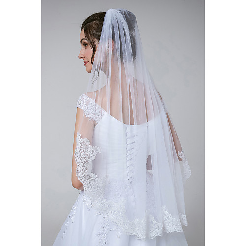 

One-tier Stylish / Artistic Style Wedding Veil Elbow Veils with Appliques Tulle / Classic