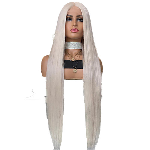 

Synthetic Lace Front Wig Straight Middle Part Lace Front Wig Blonde Pink Long Pink Platinum Blonde Synthetic Hair 18-26 inch Women's Adjustable Heat Resistant Party Blonde Pink
