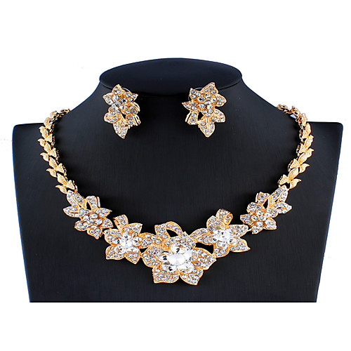 

Women's White Bridal Jewelry Sets Link / Chain Flower Shape Simple Luxury Trendy Fashion Earrings Jewelry Gold For Christmas Wedding Party Engagement 1 set