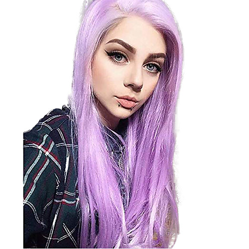 

Synthetic Lace Front Wig Straight Middle Part Lace Front Wig Long Purple Synthetic Hair 18-26 inch Women's Adjustable Heat Resistant Party Purple