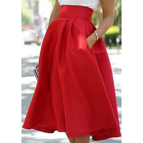 

Women's Street chic A Line Skirts - Solid Colored Black Blue Red S M L