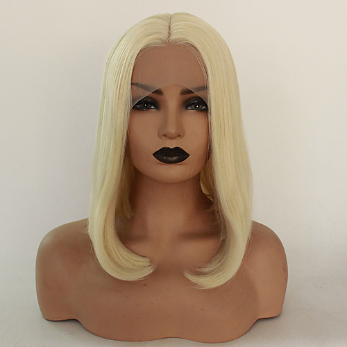 

Synthetic Lace Front Wig Straight Lily Bob Lace Front Wig Blonde Short Light Blonde Synthetic Hair 12-16 inch Women's Heat Resistant Classic Women Blonde / Glueless