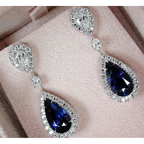 

Women's AAA Cubic Zirconia Earrings Vintage Style Drop Luxury Dangling Imitation Diamond Earrings Jewelry Dark Blue For Wedding Party Engagement 1 Pair