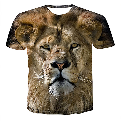 

Men's 3D Animal Print T-shirt - Cotton Punk & Gothic Casual Street Round Neck Brown / Short Sleeve