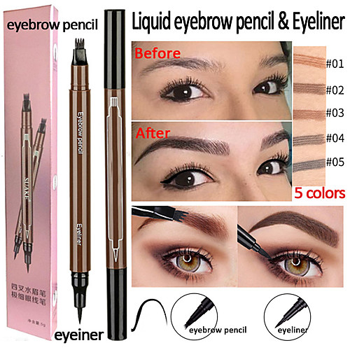 

2 in 1 Eyeliner Four Liquid Eyebrow Pencil Waterproof Multi-Function Long-Lasting Eye Makeup