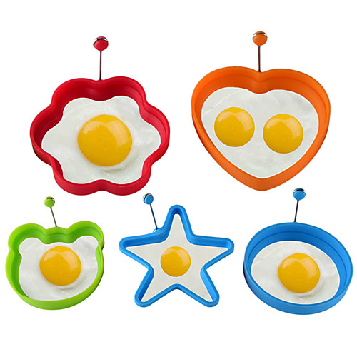 

Silicone Fried Egg Pancake Ring Omelette Fried Eggs Round Heart Flower Shaped Eggs Mold for Cooking Breakfast Tools