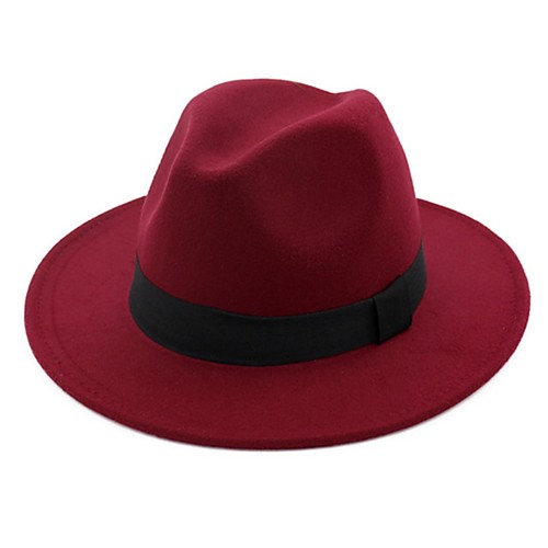 

Men's Basic 1930s Cotton Wool Blends Bucket Hat Fedora Hat Sun Hat-Solid Colored Summer Fall Black Fuchsia Red