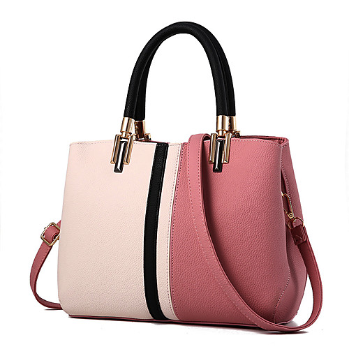 

Women's Zipper PU(Polyurethane) / PU Top Handle Bag Color Block Black / Blushing Pink / Orange / Fall & Winter