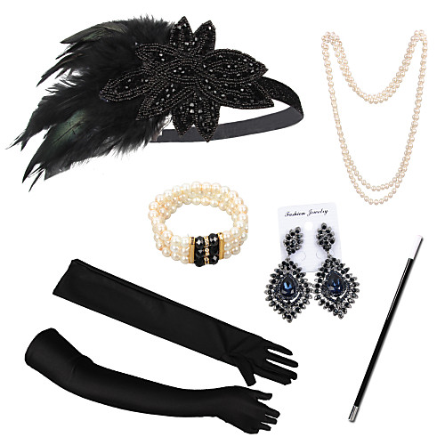 

Necklace Earrings Costume Accessory Sets Gloves Necklace Retro Vintage 1920s The Great Gatsby Artificial feather For The Great Gatsby Cosplay Halloween Carnival Women's Costume Jewelry Fashion Jewelry