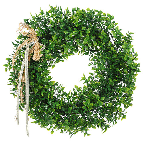 

Artificial Leaf Wreath with Bow Door Hanging Wall Window Decoration Wreath Holiday Festival Wedding Decor, Style B
