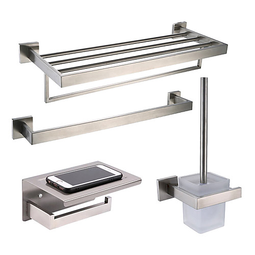 

Bathroom Accessory Set / Towel Bar / Toilet Brush Holder New Design / Creative / Multifunction Contemporary / Traditional Stainless Steel A Grade ABS / Stainless Steel / Metal 4pcs - Bathroom Wall