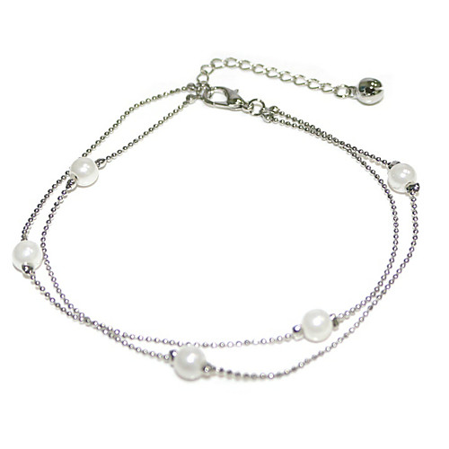 

Ankle Bracelet Boho Women's Body Jewelry For Gift Holiday Black Pearl Alloy White 1pc