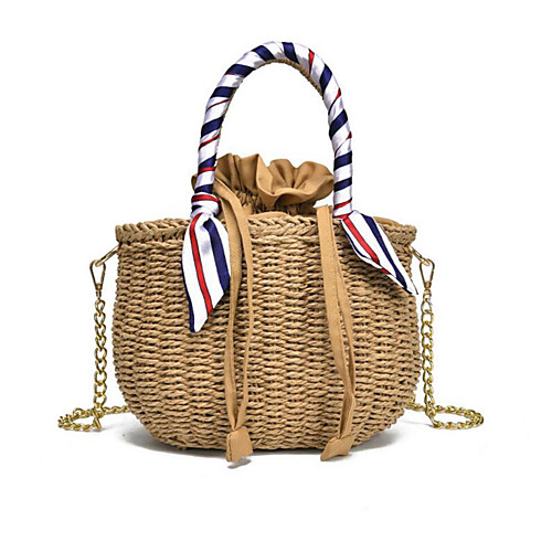 

Women's Straw Top Handle Bag Solid Color Beige / Brown / Fall & Winter