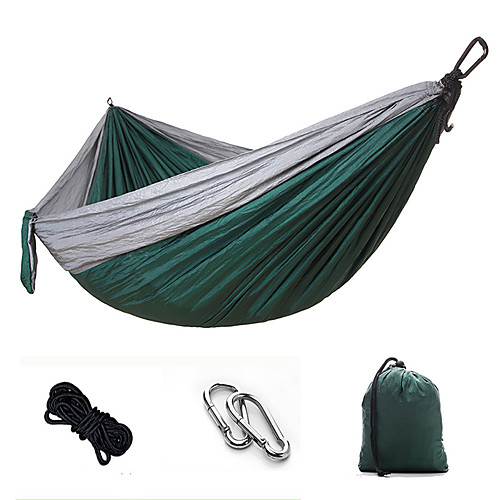 

Camping Hammock Outdoor Portable Breathable Ultra Light (UL) Parachute Nylon with Carabiners and Tree Straps for 2 person Hunting Fishing Hiking Fruit Green Dark Green Sky Blue Red Black 270140