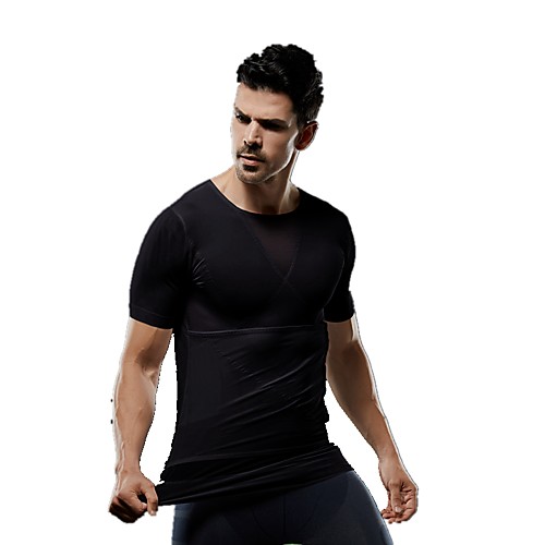 

Men's T shirt Solid Colored Patchwork Tops White Black