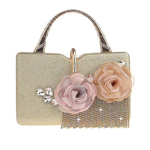 

Women's Bags PU Leather Evening Bag Flower Solid Color Party Wedding Event / Party Wedding Bags Handbags Black Champagne Gold Silver