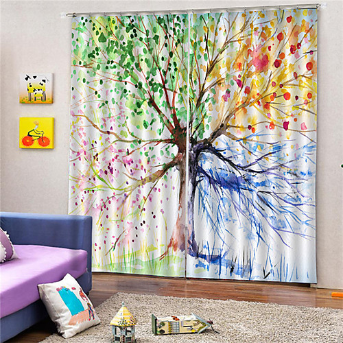 

3D Print Privacy Two Panels Custom Polyester Curtain For Bedroom / Living Room Decorative Dust-proof Waterproof High-quality Curtains