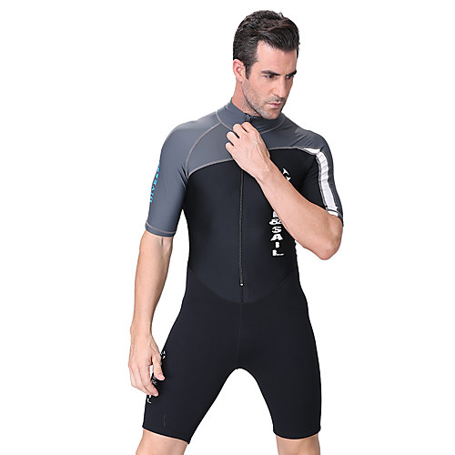 

Men's Shorty Wetsuit Spandex Top Bottoms Waterproof Zipper Half Sleeve Swimming Beach Solid Colored Autumn / Fall Spring / Stretchy