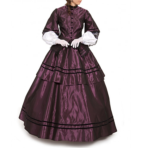 

Duchess Victorian Ball Gown 1910s Edwardian Vacation Dress Dress Party Costume Prom Dress Women's Cotton Costume Purple Vintage Cosplay Masquerade Floor Length Long Length Ball Gown Plus Size