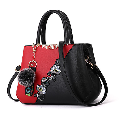 

Women's Zipper / Flower PU Tote Color Block Black / Purple / Red / Fall & Winter
