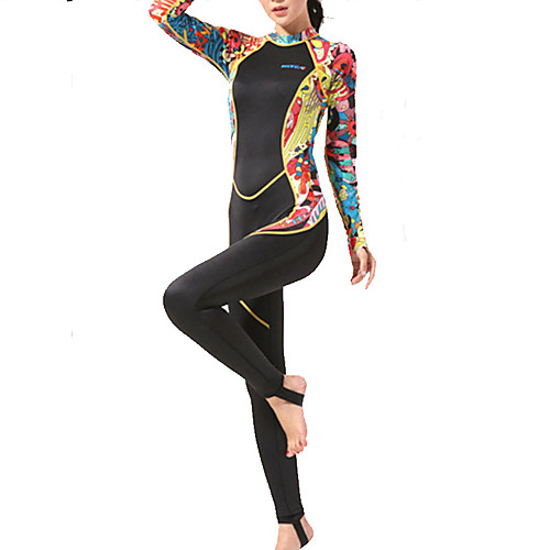 

HISEA Women's Rash Guard Dive Skin Suit Nylon Spandex Diving Suit High Elasticity UPF50 Long Sleeve Back Zip - Surfing Water Sports Reactive Print Autumn / Fall Spring Summer