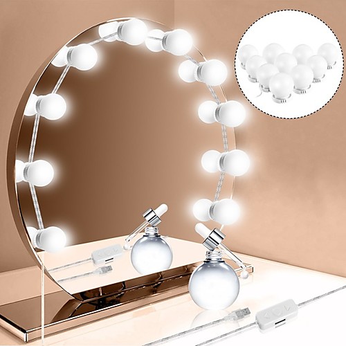 

1set Led Cosmetic Mirror 10bulbs USB Charging Make up Mirrors Bulb Adjustable Brightness lights Makeup Mirror