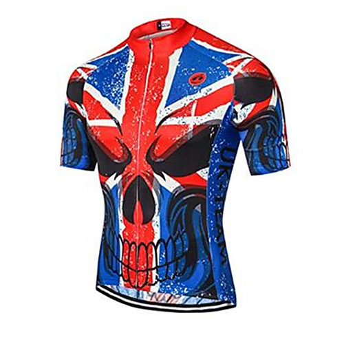 

21Grams 3D Skull Men's Short Sleeve Cycling Jersey - RedBlue Bike Jersey Top Breathable Quick Dry Moisture Wicking Sports Elastane Terylene Polyester Taffeta Mountain Bike MTB Road Bike Cycling