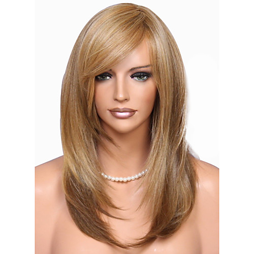 

Synthetic Wig Natural Straight Layered Haircut Wig Medium Length Flaxen Synthetic Hair 48~52 inch Women's New Arrival Brown