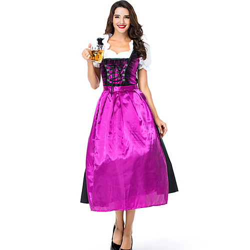 

Oktoberfest Beer Dirndl Trachtenkleider Women's Dress Bavarian Vacation Dress Costume Dark Purple