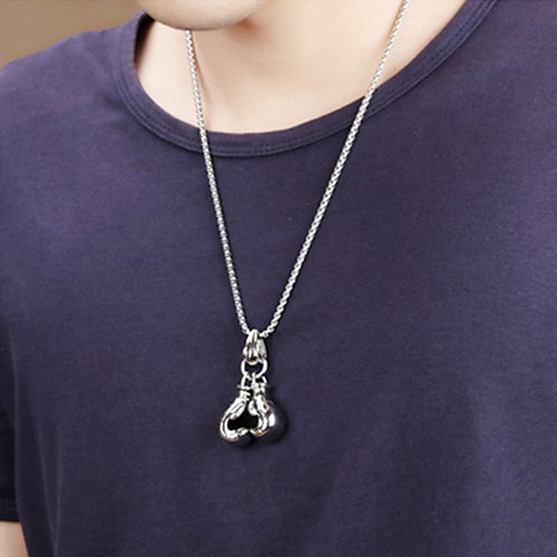 

Men's Pendant Necklace Engraved Boxing Gloves Unique Design Titanium Steel Gold Silver Black 55 cm Necklace Jewelry 1pc For Gift School Street Club Promise