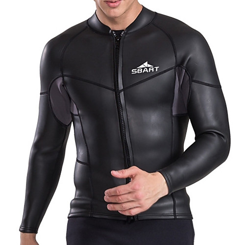 

SBART Men's Wetsuit Top 2mm SCR Neoprene Top Thermal / Warm Long Sleeve Front Zip - Diving Surfing Snorkeling Autumn / Fall Spring Summer / Winter / Micro-elastic