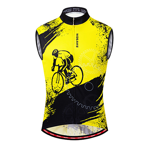 

WOSAWE Men's Sleeveless Cycling Jersey Cycling Vest Black / Yellow Bike Vest / Gilet Jersey Mountain Bike MTB Road Bike Cycling Breathable Quick Dry Moisture Wicking Sports Clothing Apparel