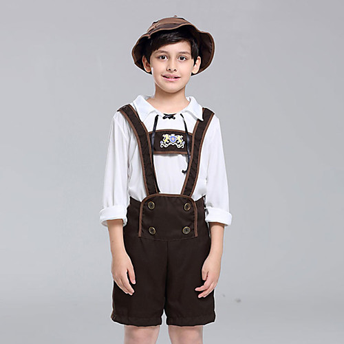 

Oktoberfest Beer Outfits Lederhosen Men's Boys' Blouse Pants Bavarian Costume Olive Brown